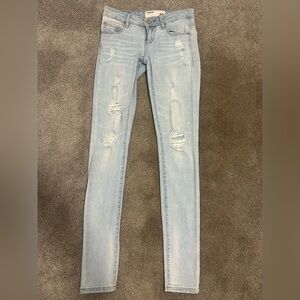 Garage Light Blue Ripped Skinny Jeans